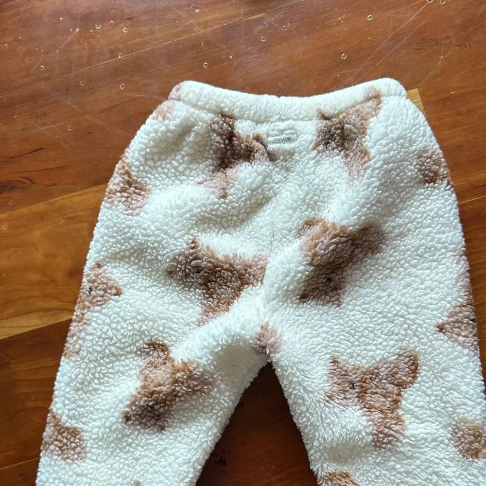 GAP Kids Cream and Brown Fleece Joggers